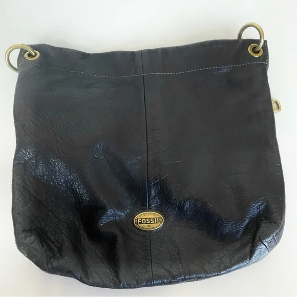 Fossil Black Leather Bag with Gold Logo - Picture 10 of 10